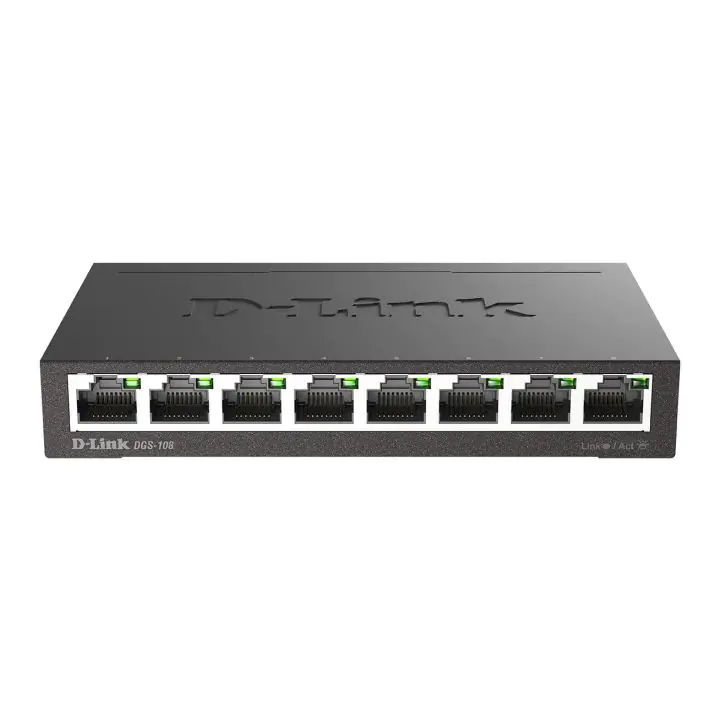 Суич D-Link DGS-108/E, 8 портов, 10/100/1000, Gigabit, метален корпус, (35933205)