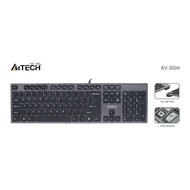 Клавиатура A4tech KV-300H, 2 х USB порт, (35932616)