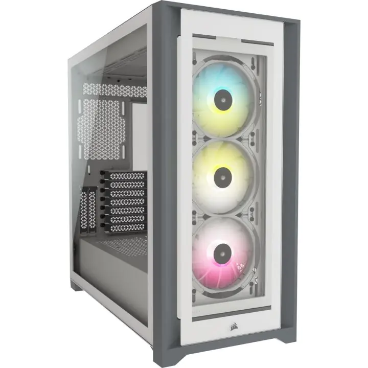 Кутия Corsair iCUE 5000X RGB Mid Tower, Tempered Glass, Бяла, (35934852)
