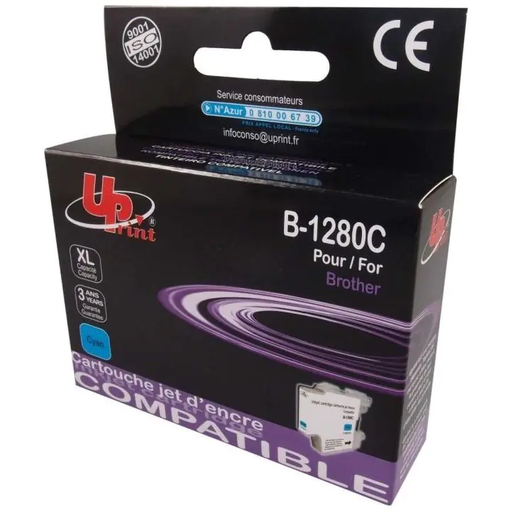 Мастилница UPRINT LC1280XL/1240, BROTHER, Cyan, (35932495)