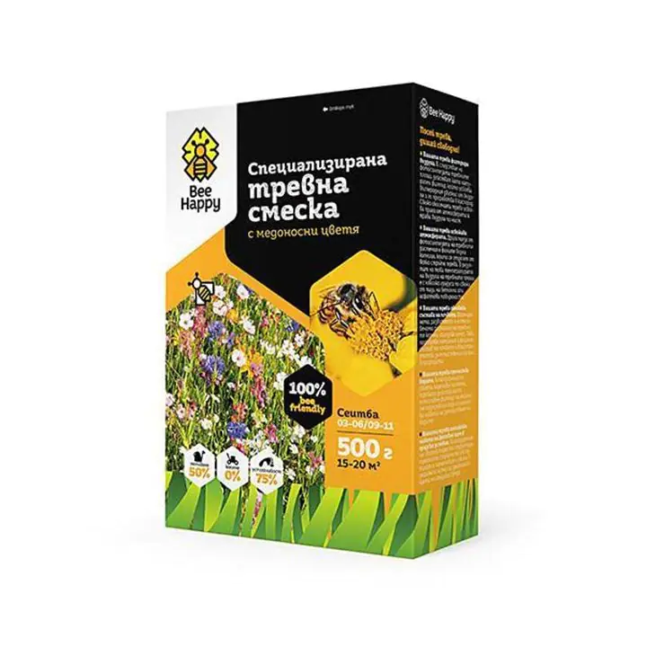 Тревна смеска медоносни цветя Bee Happy 0.5 кг за 15-20м2 (35947659)