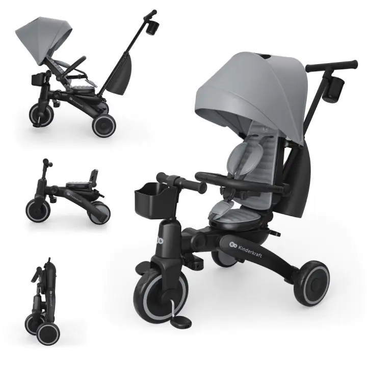 KinderKraft JAZZ 3 сгъваема триколка СИВА, (35948510)