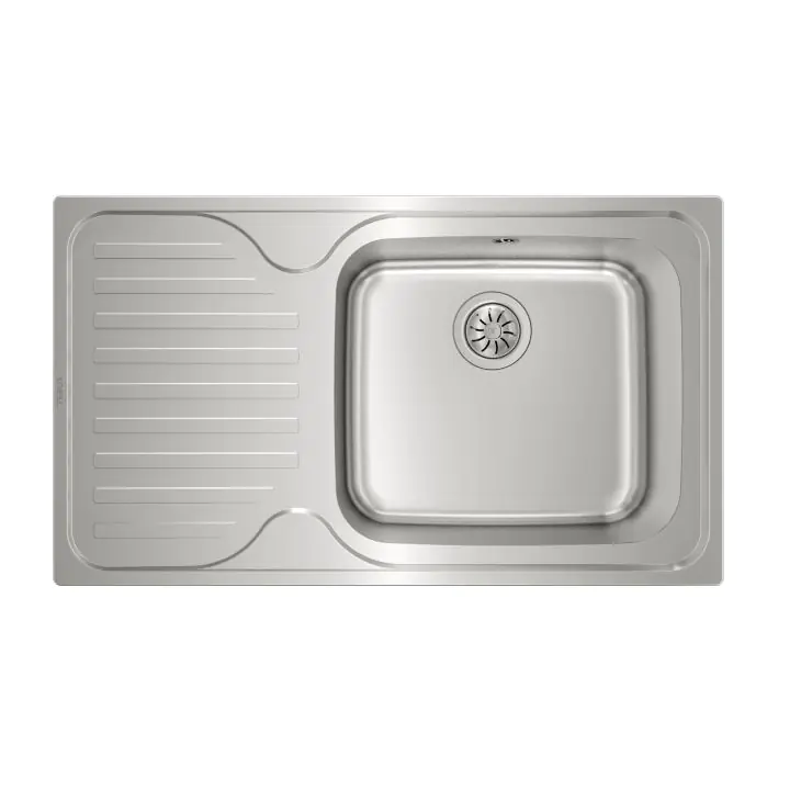 Иноксова мивка SUPERBOWL1C1EMAX, за вграждане, гладка, ляв отцедник, за шкаф със светъл отвор 60 см, (35948776)