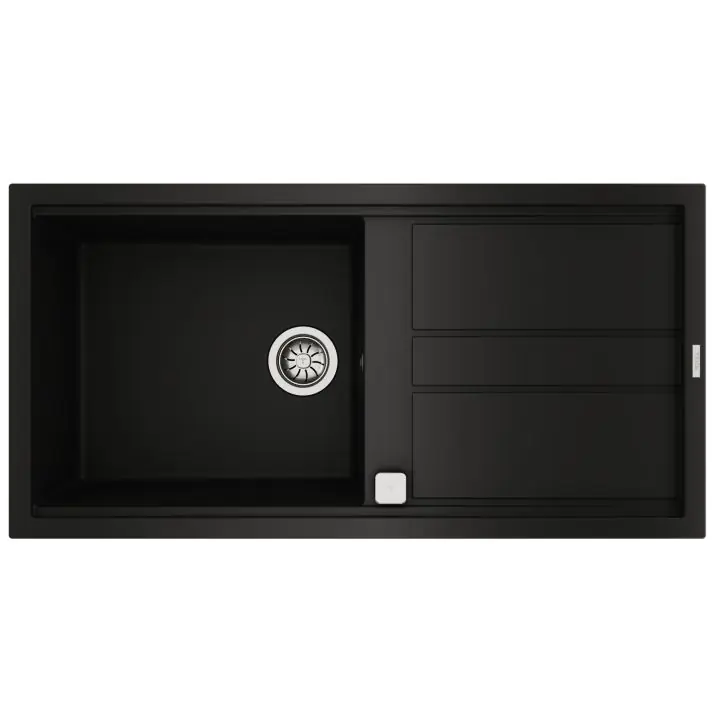 Гранитна мивка NOVA60LTG, авт клапан, обръщаема, за шкаф 60 см, черна, (35948871)