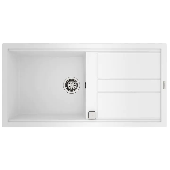 Гранитна мивка NOVA60LTG, авт клапан, обръщаема, за шкаф 60 см, бяла, (35948873)