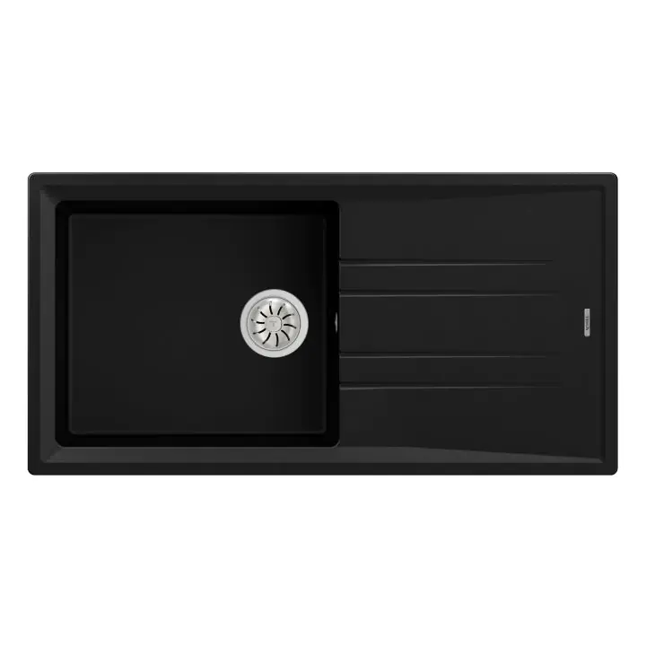 Гранитна мивка STONE60LTG, обръщаема, за шкаф 60 см, черна, (35948972)