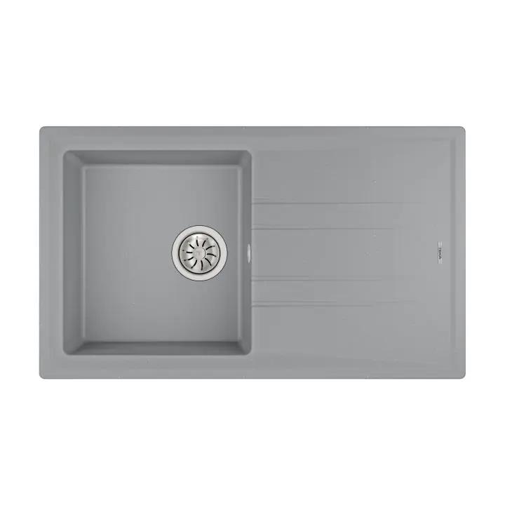 Гранитна мивка STONE50BTG, обръщаема, за шкаф 50 см, сив металик, (35949022)