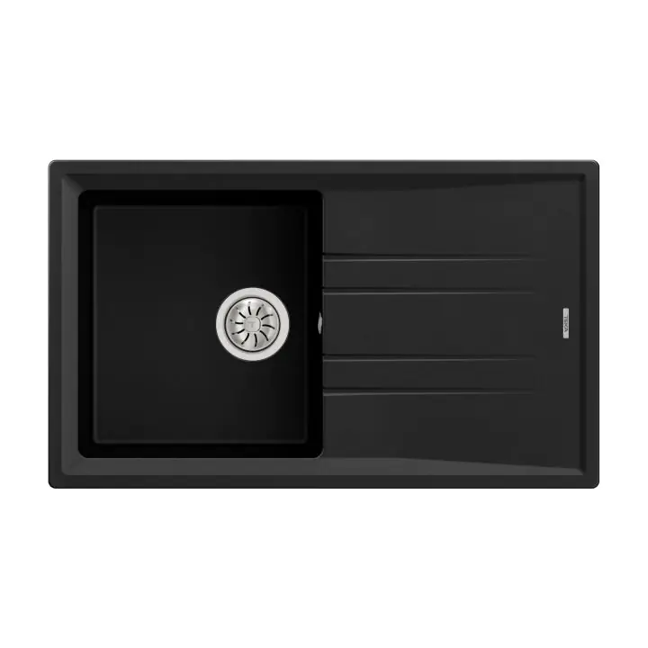 Гранитна мивка STONE50BTG, обръщаема, за шкаф 50 см, черна, (35949023)