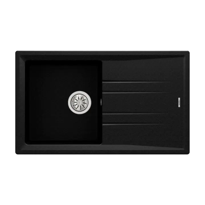 Гранитна мивка STONE50BTG, обръщаема, за шкаф 50 см, черен металик, (35949024)