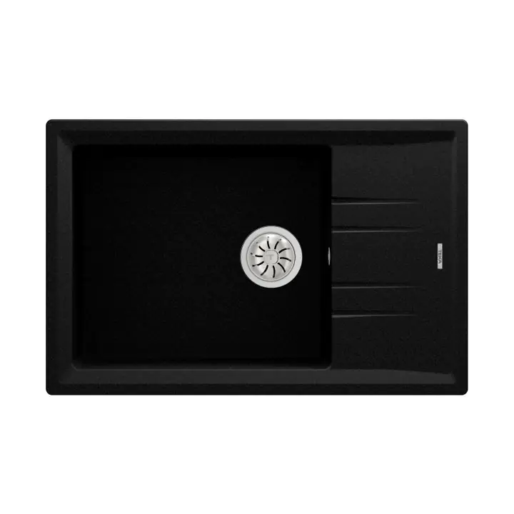 Гранитна мивка STONE60STG, обръщаема, за шкаф 60 см, черен металик, (35949030)