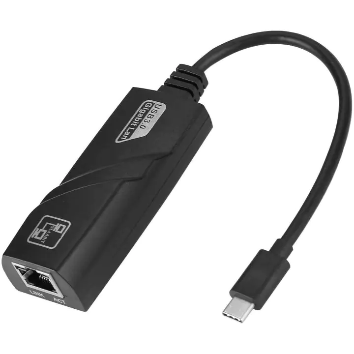 Мрежови адаптер Estillo 10/100/1000 Mbps, USB-C 3.1 към RJ45, Черен, (35934769)