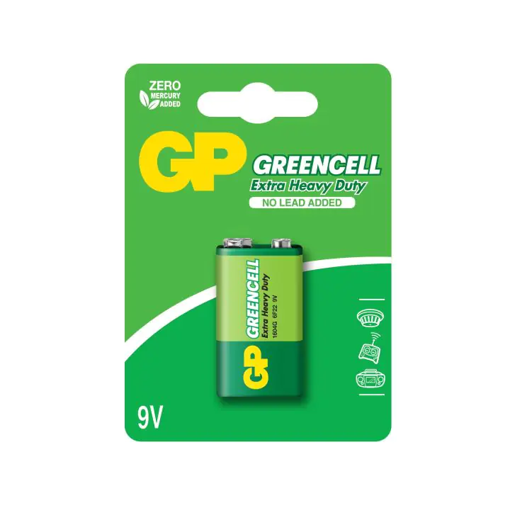 Цинк карбонова батерия GP 1604GLF-U1, 6F22, 9V, Greencell, 1 бр. блистер, (35933884)