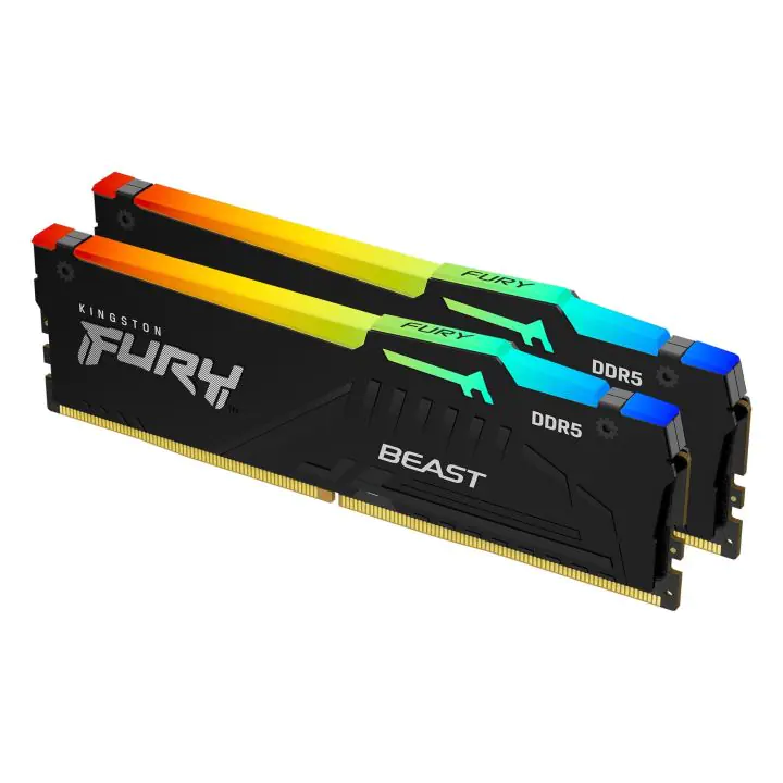 Памет Kingston FURY Beast RGB Black 32GB (2x16GB) DDR5 6000MHz CL36 KF560C36BBE2AK2-32, (35938469)