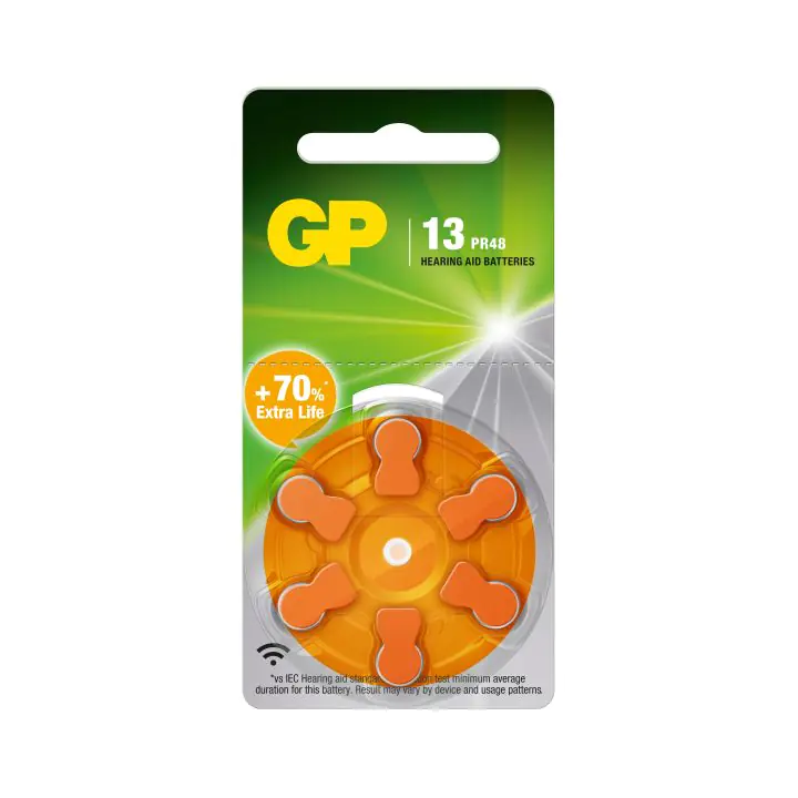 Батерия цинково въздушна GP ZA13 6 бр. бутонни за слухов апарат в блистер, (35932548)
