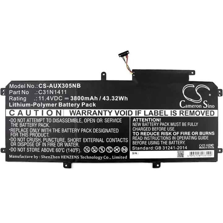 Батерия за лаптоп C31N1411, Asus ZenBook UX305C, UX305CA, UX305F, UX305FA, 11.4V, 3800 mAh CAMERON SINO, (35936137)