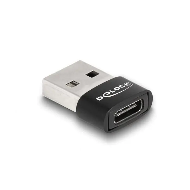 Адаптер Delock, USB 2.0, USB Type-A мъжко - USB Type-C женско, Черен, (35937814)