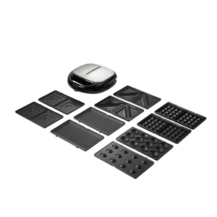 Уред за сандвичи и десерти Adler AD 3040, 1200W, 5 вида плочи, Незалепващо покритие, Черен/инокс, (9999AD3040)