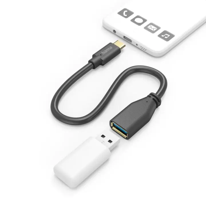 HAMA Адаптер OTG USB-C мъжко - USB-A женско, 0.15m, черен, (35939079)