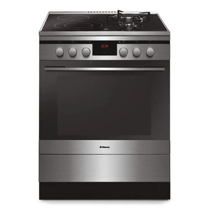 Готварска печка Hansa FCMX69215 на ток и газ, 65L, LED дисплей, Steam Cleaning, Инокс, (13793)