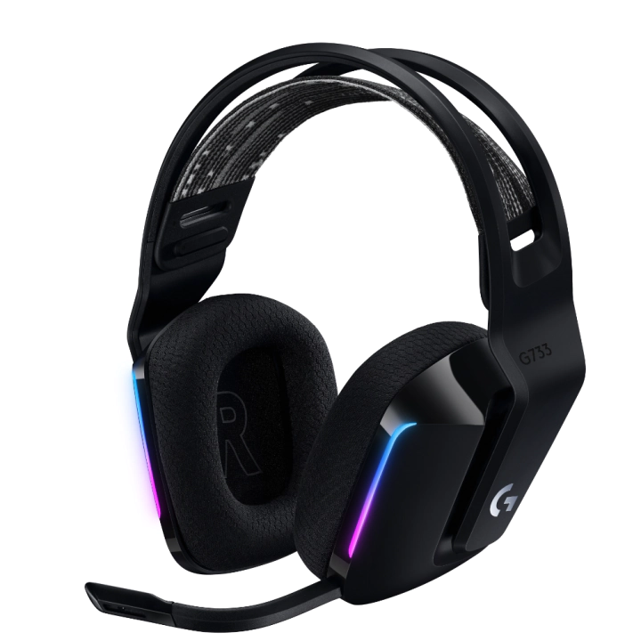 Геймърски слушалки Logitech G733 Lightspeed Wireless RGB, Микрофон, Черни, (35934042)