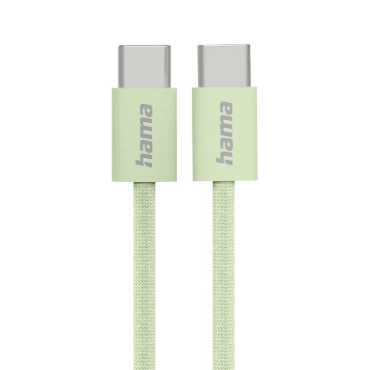 HAMA Кабел за зареждане 'Fabric', USB-C - USB-C, 1 m, Nylon, зелен, (35938951)