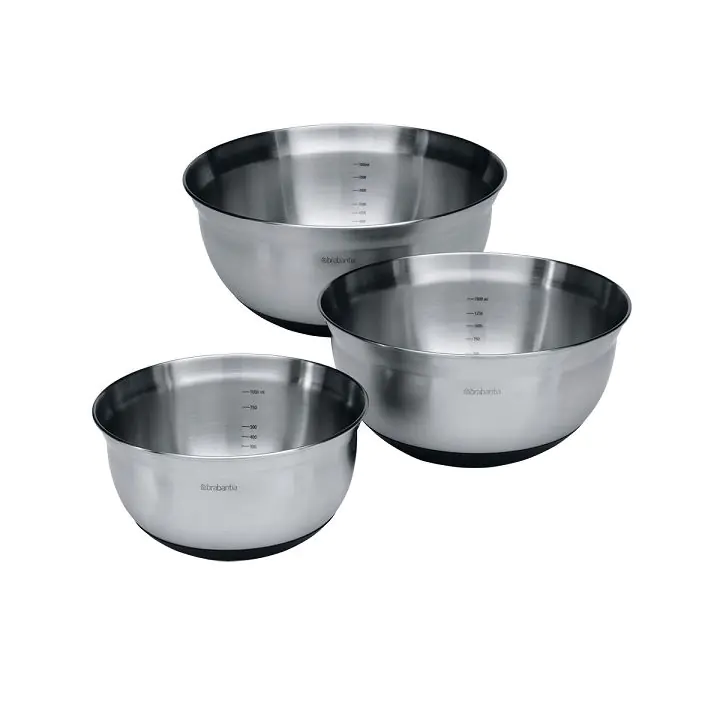 Купи за бъркане комплект Brabantia 1L+1.6L+3L, Matt Steel/Black, 3 броя, (35940981)