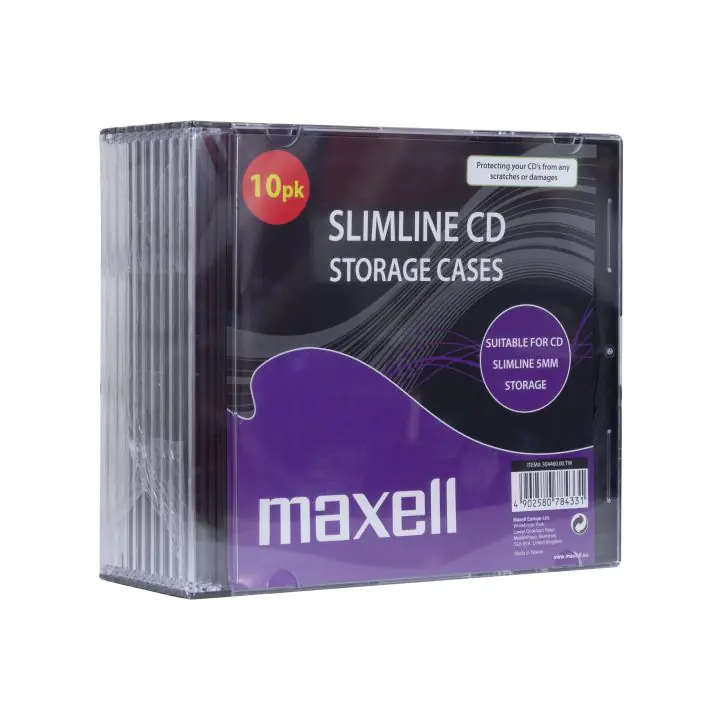 Кутийки за CD/DVD MAXELL Slim Black 10pk /цена за 10 бр./, (35938360)