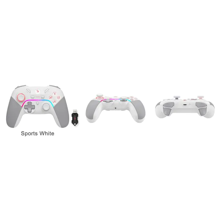 Геймърски контролер A4tech Bloody GPW70, Жичен и безжичен, RGB, Бял, (35937735)