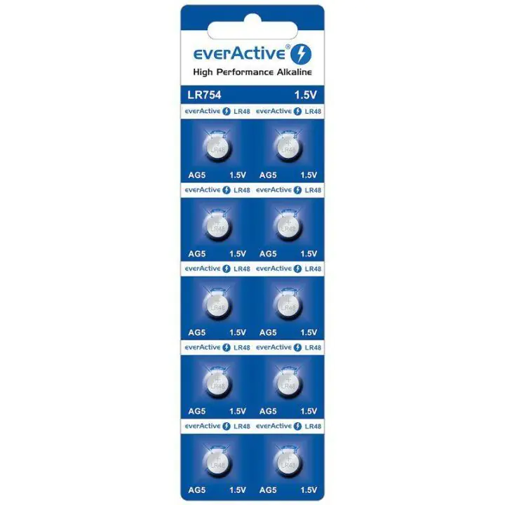 Бутонна алкална батерия EVERACTIVE LR754, LR48, 1,55V, 10pk блистер, /цена за 1 бр. батерия/, (35939109)