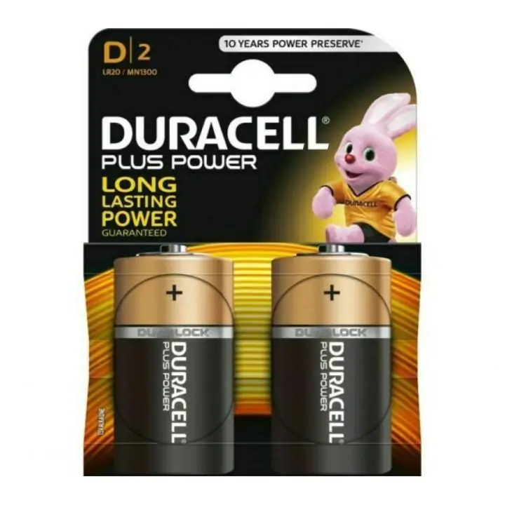 Алкална батерия DURACELL LR20 D PLUS /2 бр. в опаковка/ 1.5V, (35936780)