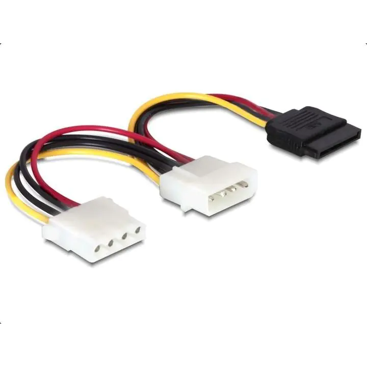 Кабел DeLock Power 4 pin мъжко към SATA 15 pin female + 4 pin женско, 16.5 cm, (35933817)