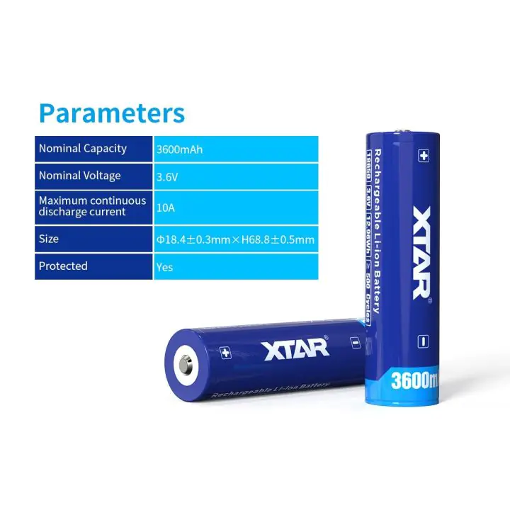 Акумулаторна батерия XTAR за фенери 18650 със защита , 3600mAh, Li-ion, (35937545)