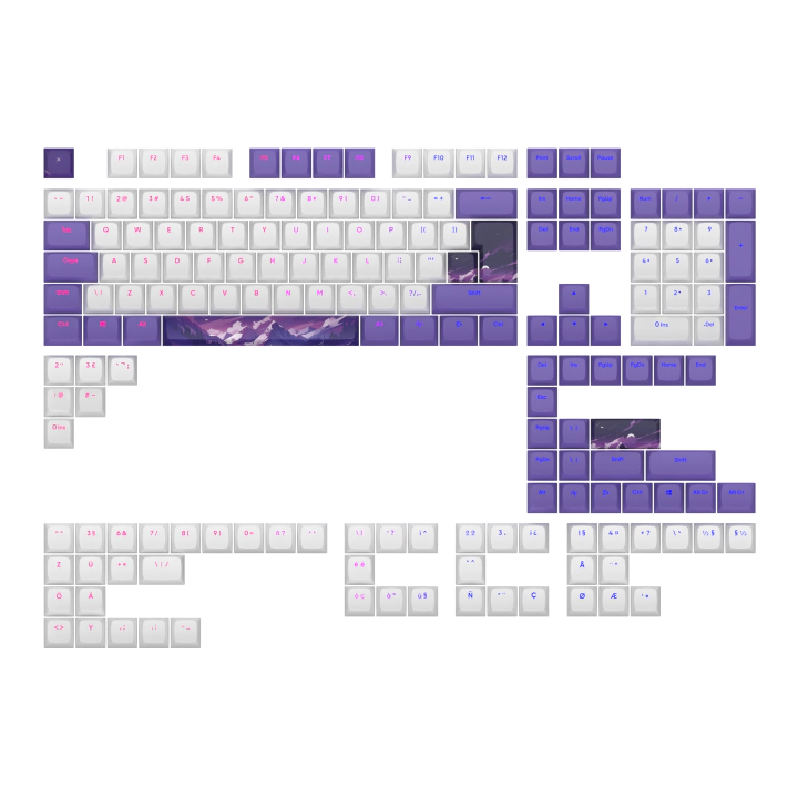 Капачки за механична клавиатура Dark Project - Violet Horizons PBT - ANSI & ISO, (35938551)