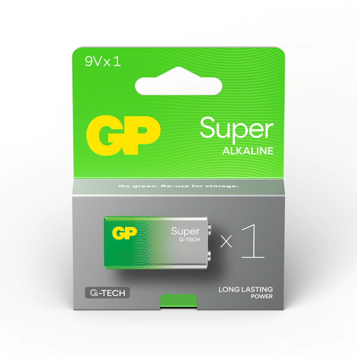 Алкална батерия GP SUPER 6LF22, 6LR61, 9V, 1 бр. блистер, 1604A, (35933857)