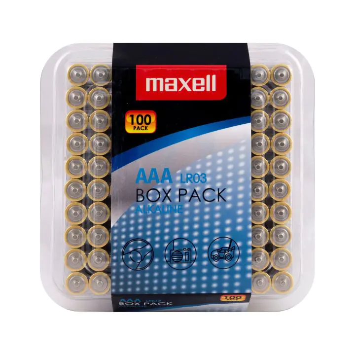 Алкални батерии MAXELL LR03 AAA 10x10 бр / 100 бр. в PVC кутия, (35933030)