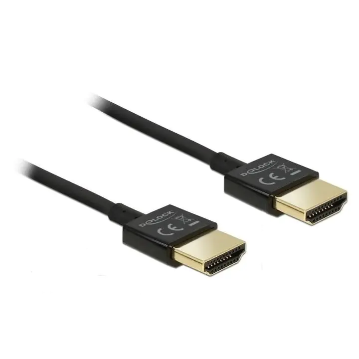 Кабел Delock HDMI-A мъжко - HDMI-A мъжко, Ethernet, 3D, 4K, 0.25 м, Черен, (35935738)
