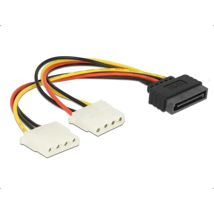 Кабел DeLock Power SATA 15pin към 2x 4pin Molex женско, 20cm, (35933821)