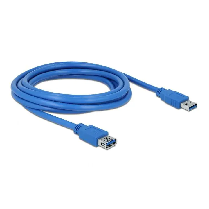 Удължителен кабел Delock USB-A мъжко - USB-А женско, 3 м, Екраниран, Син, (35937801)