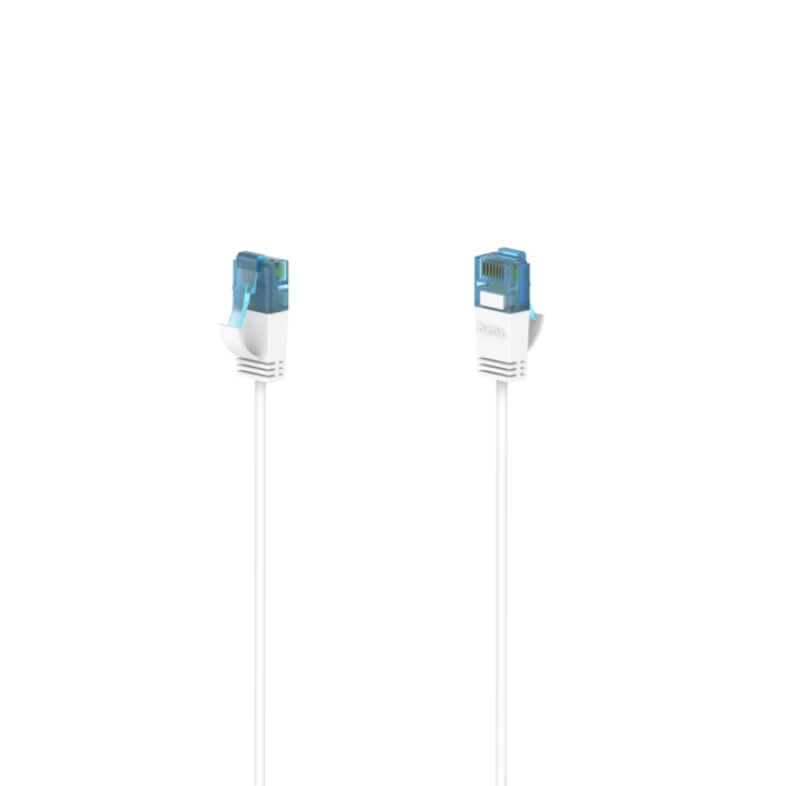 Мрежов кабел HAMA Flexi-Slim, U/UTP CAT 6a, 10 Gbit/s, RJ-45 - RJ45, 0.75 m, Бял, (35934649)