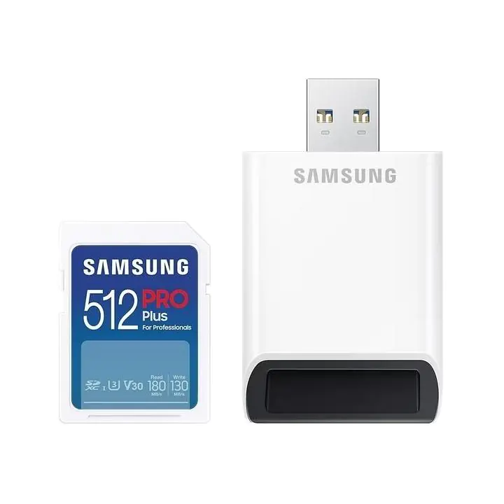 Карта памет Samsung PRO Plus, SD Card, 512GB, USB Четец, Бяла, (35937304)