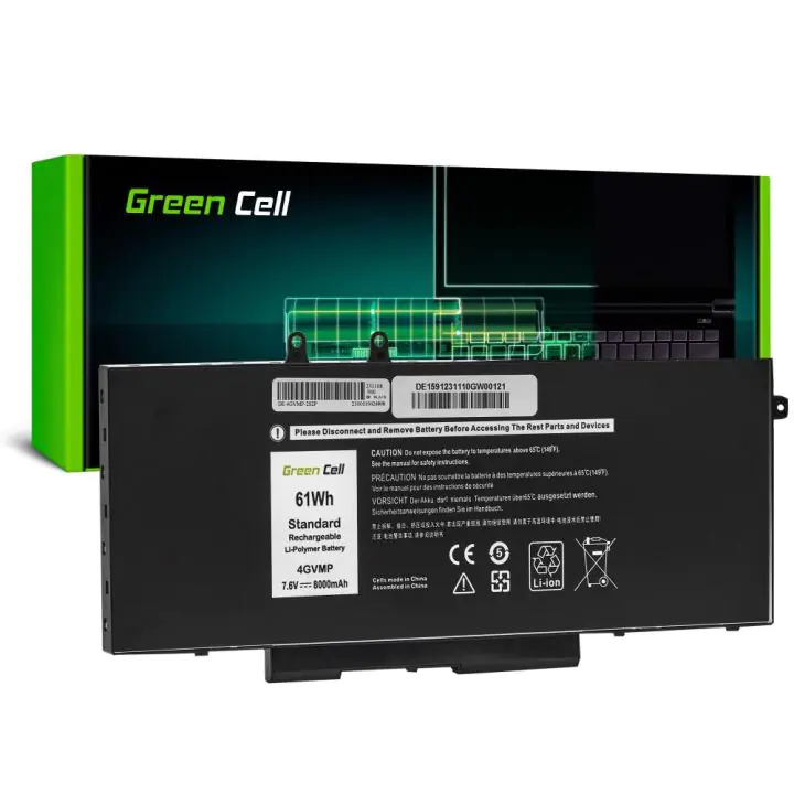 Батерия за лаптоп Dell Latitude 5400 5410 5500 5510 Precision 3540 3550 4GVMP 7,4V 8000mAh GREEN CELL, (35937686)