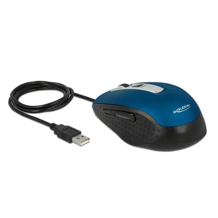 Оптична мишка DeLock, USB-A, 5 бутона , Синя, (35937331)