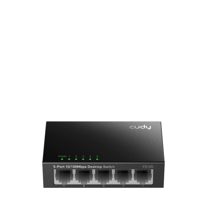 Суич Cudy FS105, 5-портов 10/100 Mbps RJ 45, Метален корпус, Черен, (35938480)