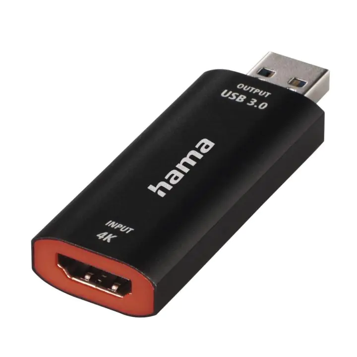 Video Recording стик HAMA 74257, HDMI женско - USB мъжко, 4К, Черен, (35934732)