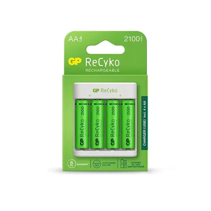 Зарядно GP BATTERIES E411 + 2100mAh AA, За 4 броя, NiMH, (35934809)