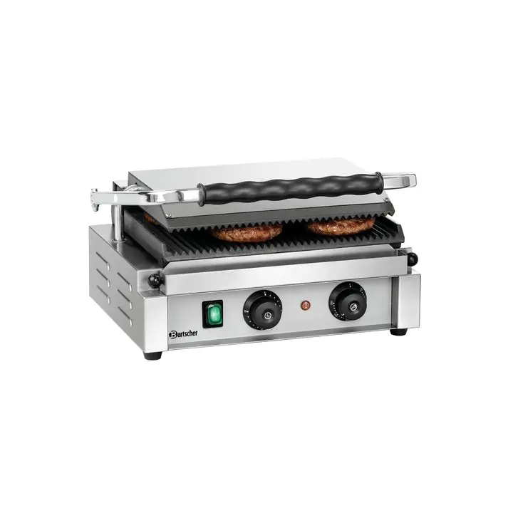 Професионален електрически релефен контактен грил Bartscher „Panini-T“ 1R, A150774, 2200 W, чугунени плочи, (11526)