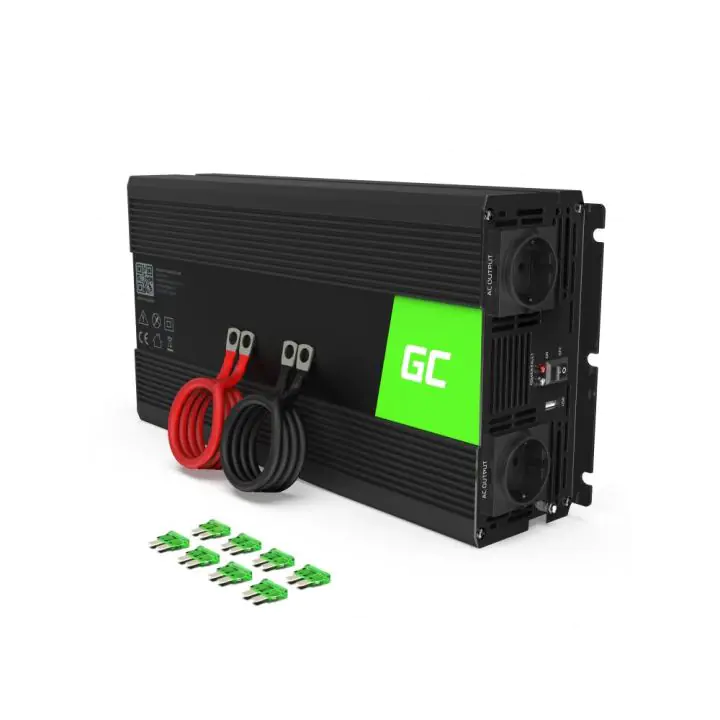 Инвертор GREEN CELL, 24/220V, DC/AC, 1500W/3000W, Модифицирана синусоида, (35935525)