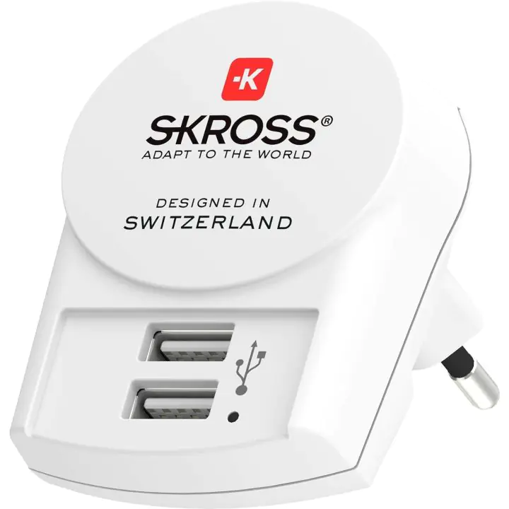 Адаптер-зарядно SKROSS Euro USB Charger 1.302421, 2 x USB-A, 2.4A, (35937076)