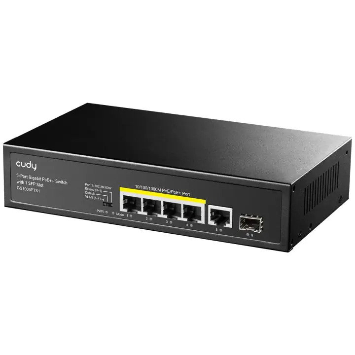 Суич Cudy GS1005PTS1, 5 портов, 10/100/1000, PoE+ Switch 120W, 1 SFP Slot, (35936087)