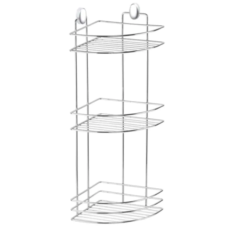 Ъглова етажерка за баня Metalife DKB-717, 3 нива, 18x18x50 см, Хром, (9MTLDKB717)